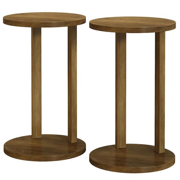 TRIBESIGNS WAY TO ORIGIN Light Walnut 16 in. Round 2-Tier