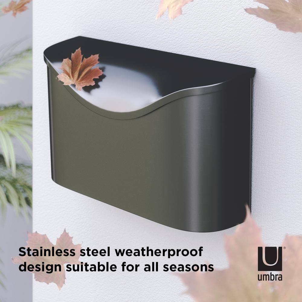 Black Steel Wall-Mounted Mailbox with Hinged Flap