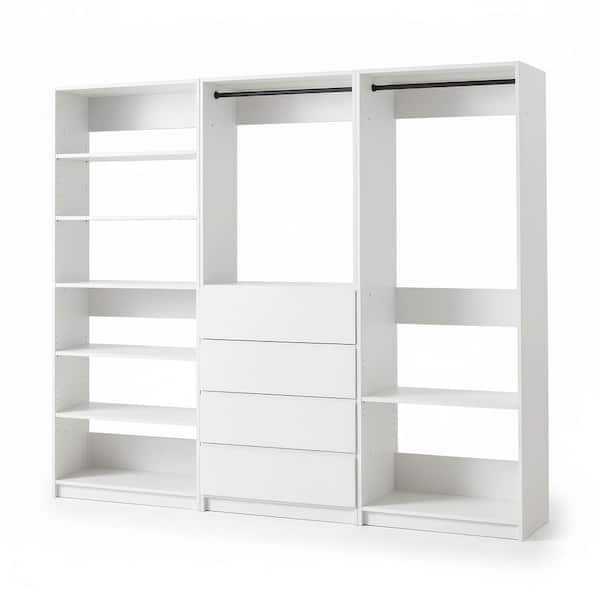 Prosper 96 in. W White Tower System Freestanding-Shelf Walk-in Wood Closet System