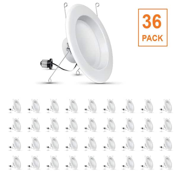 36-pack 5/6 in. 925 Lumens 3000K Bright White Dimmable Integrated LED Retrofit Recessed Light Baffle Trim, White