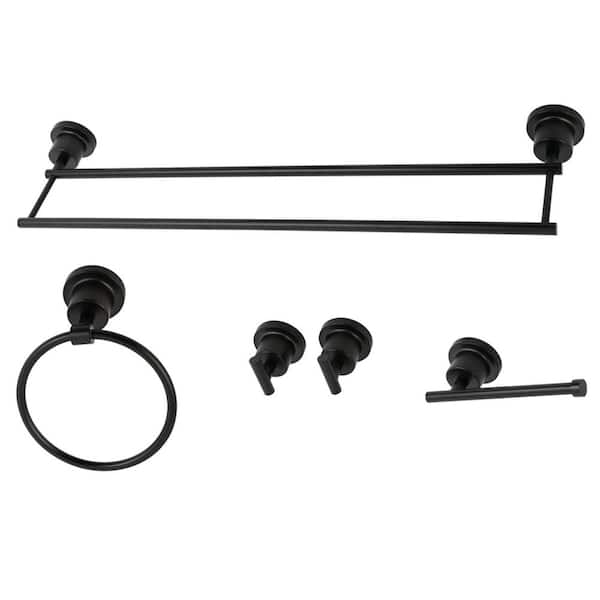 Kingston Brass Modern 5-Piece Bath Hardware Set in Matte Black