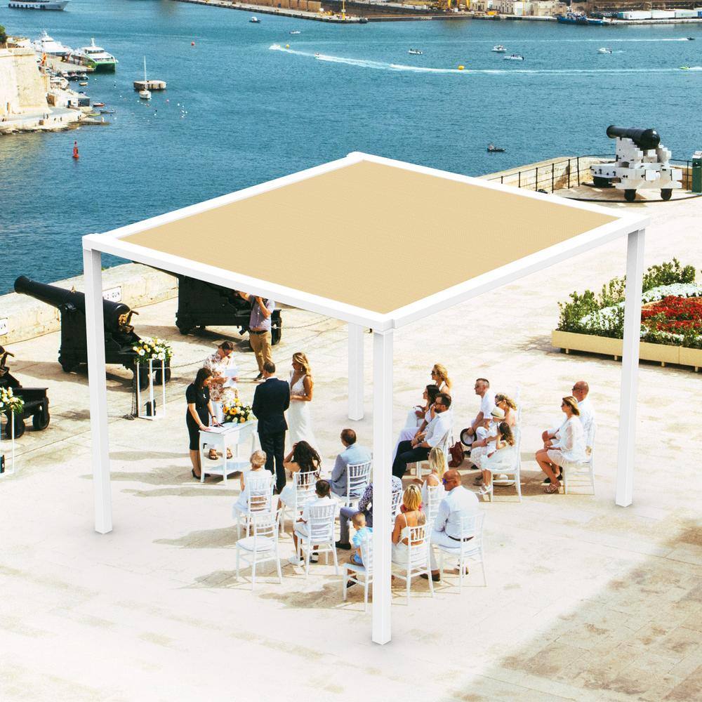 6 ft. x 10 ft. Beige HDPE Patio Sun Shade Cloth