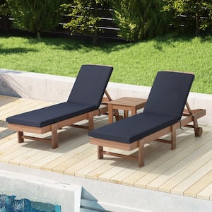 FadingFree (2-Pack) Outdoor Chaise Lounge Chair Cushion Set 21.5 in. x 26 in. x 2.5 in Navy Blue