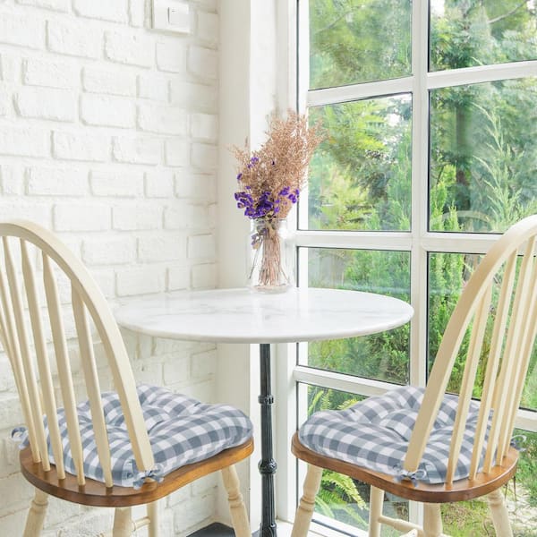 Buffalo Check Grey Checkered Tufted Seat Cushion Chair Pad (Set of 2)