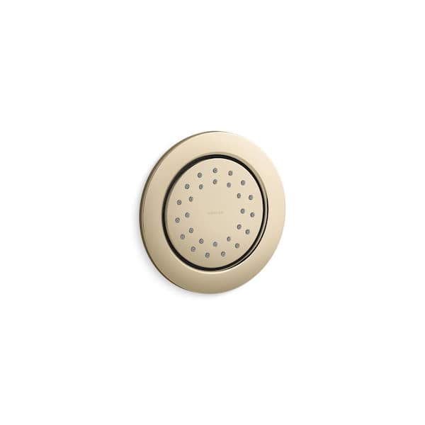 KOHLER WaterTile Round 27-Nozzle 1-Spray Patterns 1.0 GPM 4.875 in. Wall Mount Fixed Shower Head in Vibrant French Gold