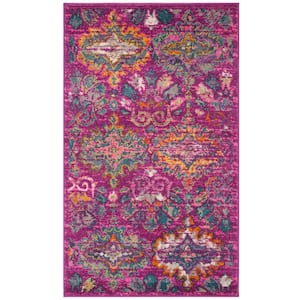 Madison Fuchsia/Blue Doormat 2 ft. x 4 ft. Floral Area Rug