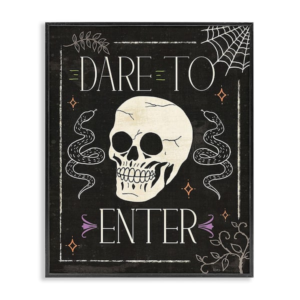 Stupell Industries Dare To Enter Phrase by Veronique Charron 1 Piece Framed Graphic Print Typography Poster Art Print 20 in. x 16 in.