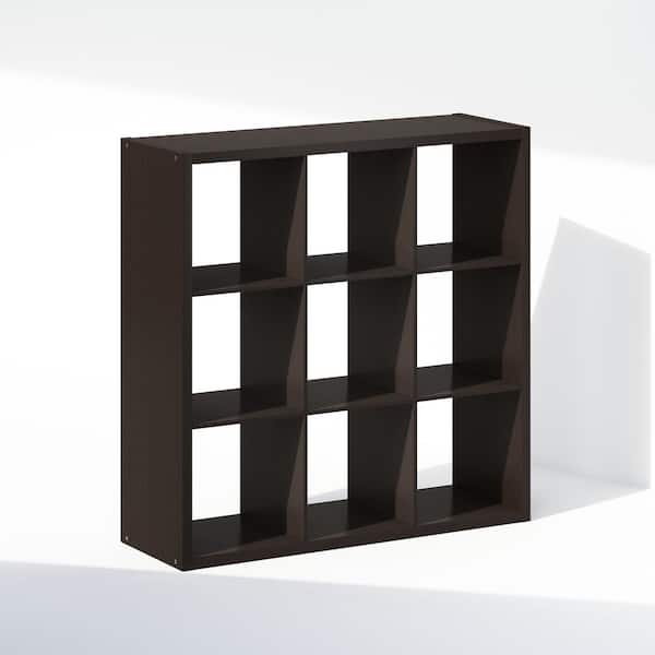Furinno Cubic 43.78 in. Tall Dark Oak Wood 9-Cube Bookcase