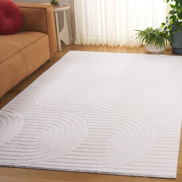 Faux Rabbit Fur 2 ft. x 3 ft. Ivory Solid Geometric Area Rug