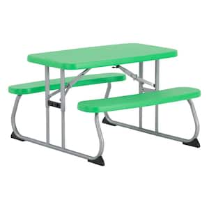 35.4 in. Green Rectangle Steel and Resin Kids Picnic Table Seats 4
