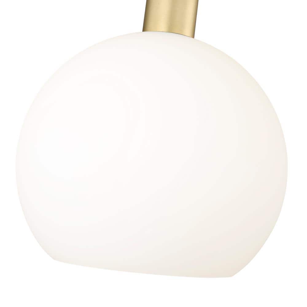 Olde Brass and White Glass Globe Pendant Light