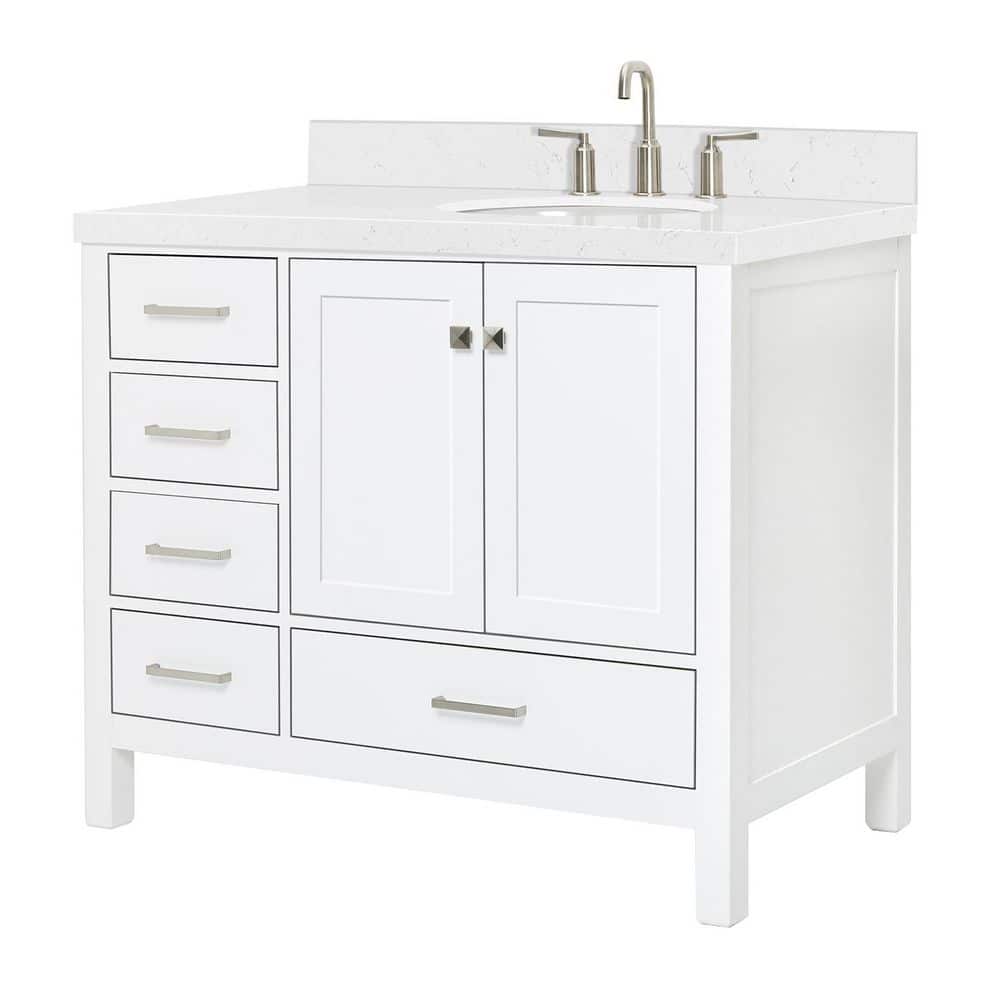Cambridge 42" White Hardwood Freestanding Single Vanity Set