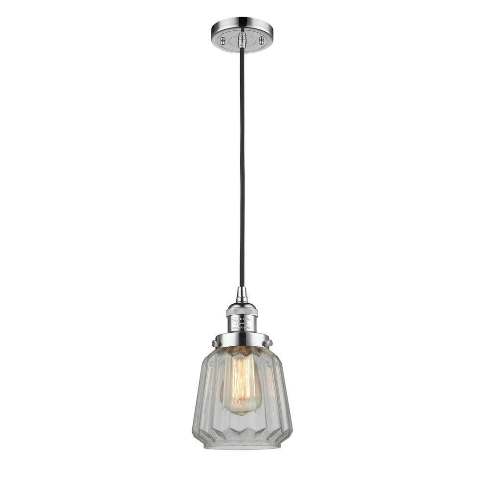 Chatham Polished Chrome Mini Pendant with Clear Glass Shade