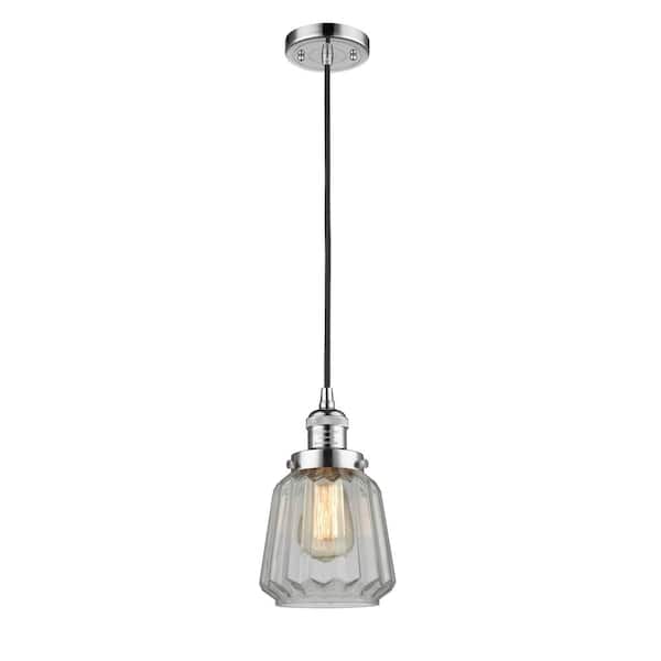 Innovations Chatham 100-Watt 1 Light Polished Chrome Shaded Mini Pendant Light with Clear Glass Shade