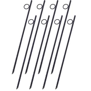 8-Piece Heavy Duty Steel Rebar Stake with Loop Grip Rebar 3/8 x 18 in. Tent Canopy Ground Stakes with Angled Ends