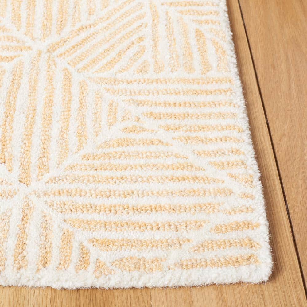 Gold/Ivory 4' x 6' Handmade Tufted Wool Abstract Rug