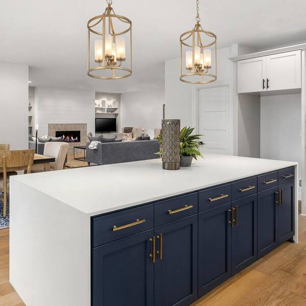 LNC Modern Gold Lantern Chandelier, Drum 4-Light Cylinder
