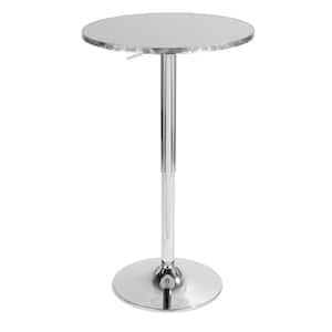 Bistro Round Silver Adjustable Bar Table