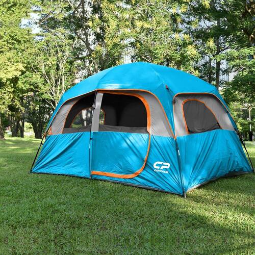 Blue 6-Person-Camping Tents Waterproof Windproof Family Tent Top