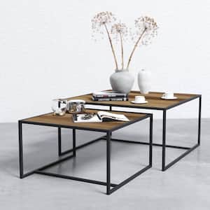 Bauhaus 2 Piece Multi-Coloured Teak Square Nesting Coffee Table