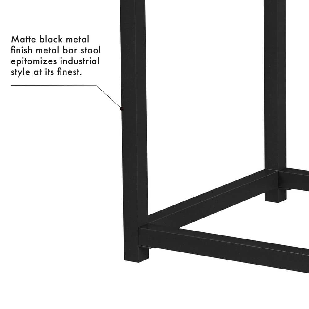 24" Black Metal Counter Height Stool with Carmel Faux Leather Seat