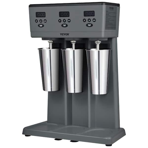 VEVOR 2.16 Qt. Grey Milkshake Maker, 375-Watt x 3 Electric Milkshake Machine, Commercial Heads Drink Stand Mixer Blender