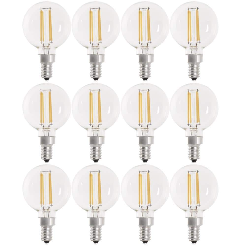 60-Watt Equivalent G16.5 Globe Dimmable Filament Clear Glass E12 LED Vintage Edison LIght Bulb Soft White 2700K 12-Pack price history on PriceWatchPro