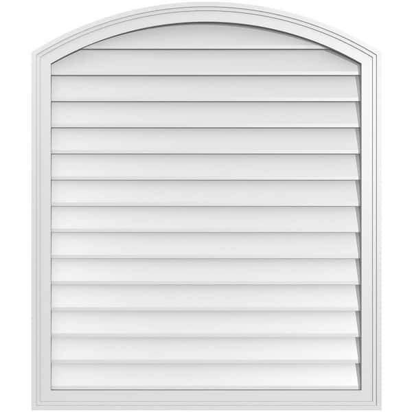 Ekena Millwork 36" x 42" Arch Top Surface Mount PVC Gable Vent: Functional with Brickmould Frame
