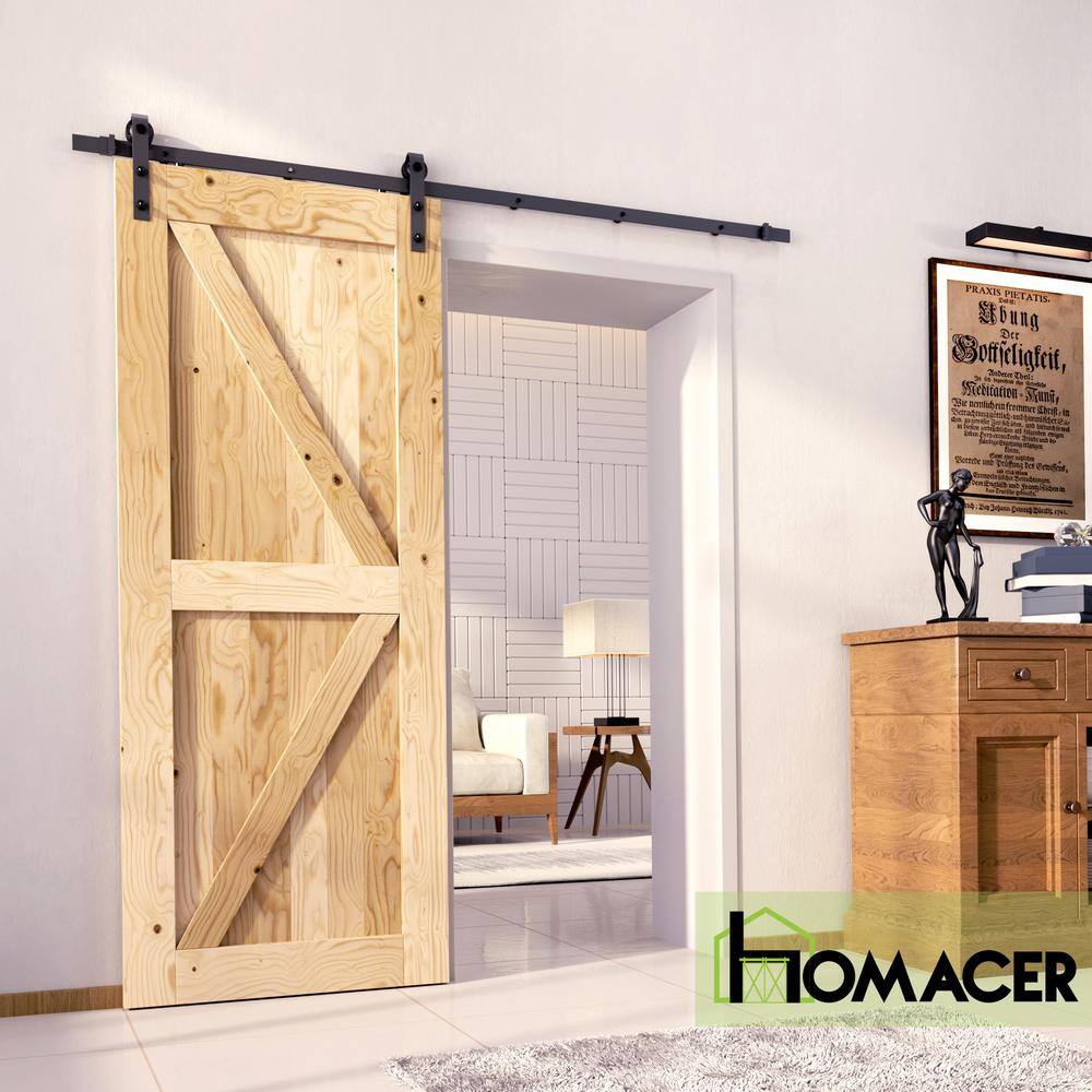Unfinished Natural Pine Solid Core Barn Door, 36" x 84"