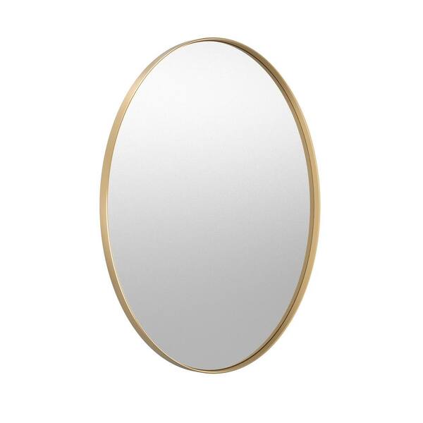 CLAVIE 24 in. W x 36 in. H Large Oval Wall Mirror Stainless Steel Frame