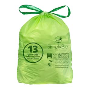 13 Gal. 1 Mil Compostable Trash Bags with Drawstring Eco-Friendly Heavy-Duty (30-Count)