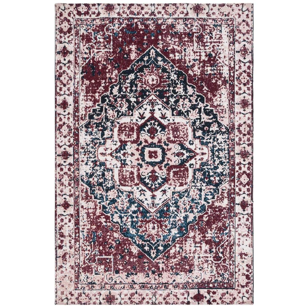 Heirloom Red Cotton Blend 24" Rectangular Easy Care Rug