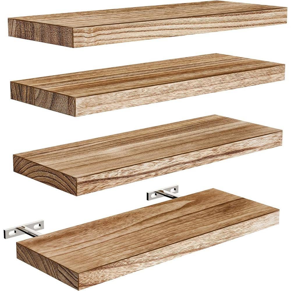 15.75 in. W x 6 in. D Light Brown Shelves Decorative Wall Shelf, (Set of 4)