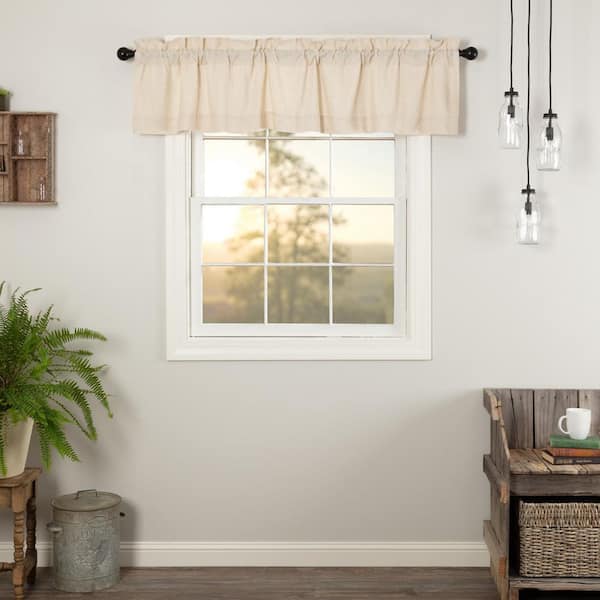 VHC BRANDS Simple Life Flax 72 in. L x 16 in. W Cotton Linen Blend Valance in Natural Cream