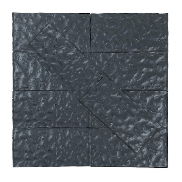 Metallics 3 in. x 6 in. Textured Gray Glossy Glass Subway Wall Tile (4 sq. ft./Case)