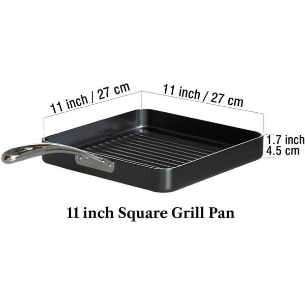 Basics Non-Stick Grill Pan (Induction and Gas Compatible), 28 cm,  Aluminium, Black