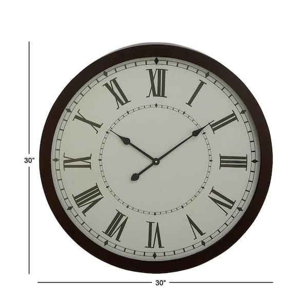 Litton Lane Black Metal Analog Wall Clock 92264 - The Home Depot