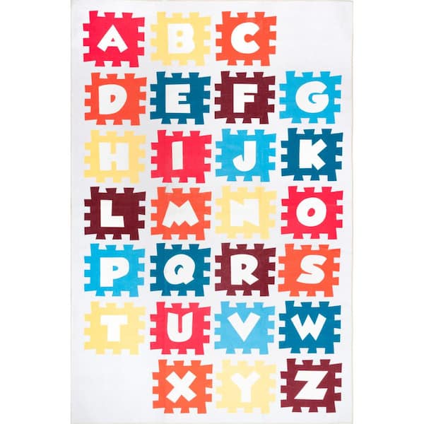 nuLOOM Peri Machine Washable Kids Alphabet Nursery or Playroom Multi 8 ft. x 10 ft. Area Rug