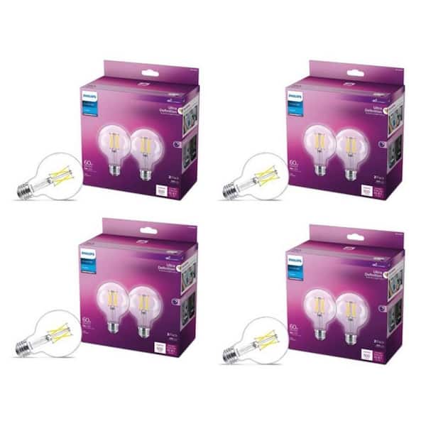 60-Watt Equivalent Ultra Definition G25 Clear Glass Dimmable E26 LED Bulb Daylight 5000K (8-Pack)