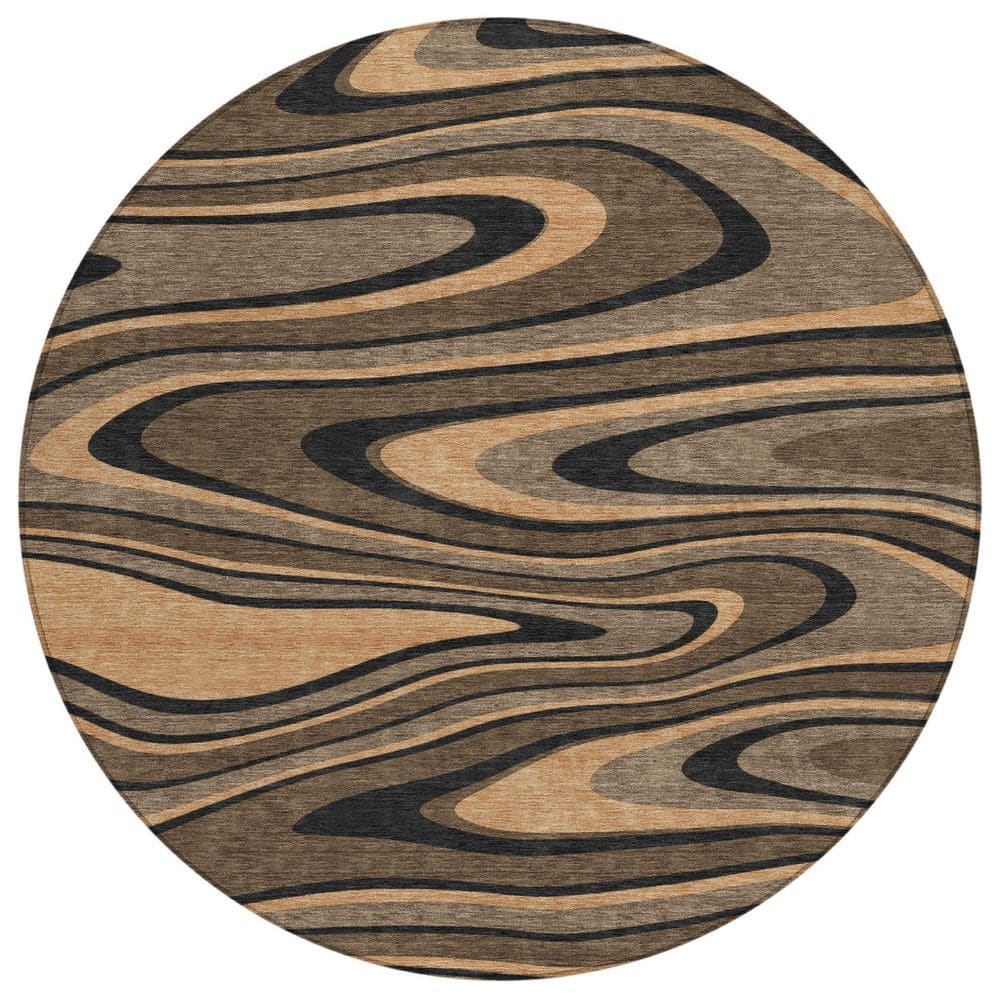 Chantille Machine Washable Indoor/Outdoor Abstract ACN2493 Chocolate 8 ft. x 8 ft. Round Rug price history on PriceWatchPro