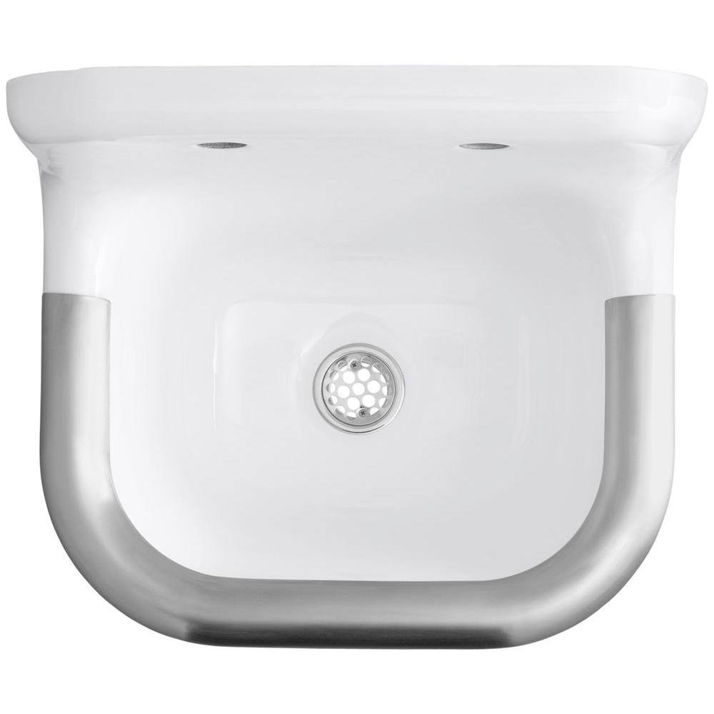 Classic White 22.25" Cast Iron Wall Mount Utility Sink
