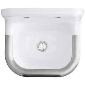 Bannon 22-1/4 in. x 18-1/4 in. Cast Iron 2-Hole Wall Mount Utility, Laundry, Service Sink in White