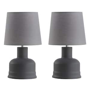 Dahlia 18.5 in. Dark Grey Vase Table Lamp with Light Grey Shade (Set of 2)