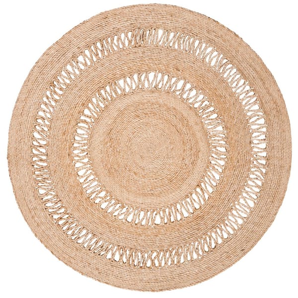 SAFAVIEH Natural Fiber Beige 4 ft. x 4 ft. Solid Color Round Area Rug