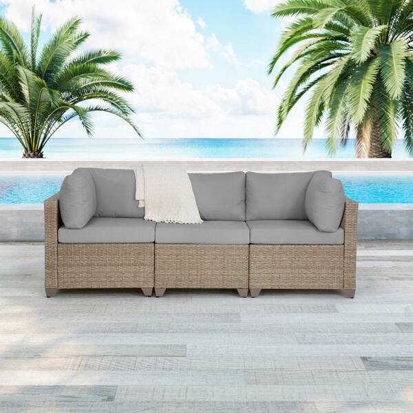 TK CLASSICS Maui Metal Outdoor Sectional with Stone Cushions
