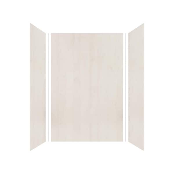 Expressions 36 in. x 48 in. x 72 in. 3-Piece Easy Up Adhesive Alcove Shower Wall Surround in Bleached Oak