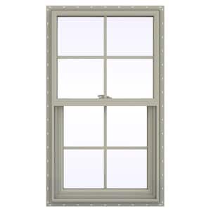 23.5 in. x 35.5 in. V-2500 Series Desert Sand Vinyl Single Hung Window with Colonial Grids/Grilles