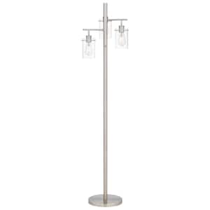 Regan 63 in. Brushed Nickel Floor Lamp with Clear Glass Shades