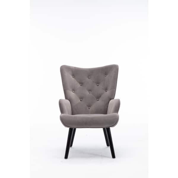 Unbranded Gray Velvet Modern Leisure Accent chair Living Room