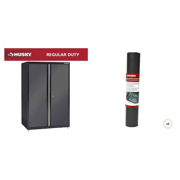 46 in. x 72 in. x 24 in. 3-Shelf Steel Garage Cabinet and 18 in. x 100 in. Drawer Liner Combo